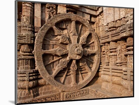 Architectural Detail of Stone Carved Chariot Wheel in the Temple, Sun Temple, Konark, Orissa, India-null-Mounted Photographic Print
