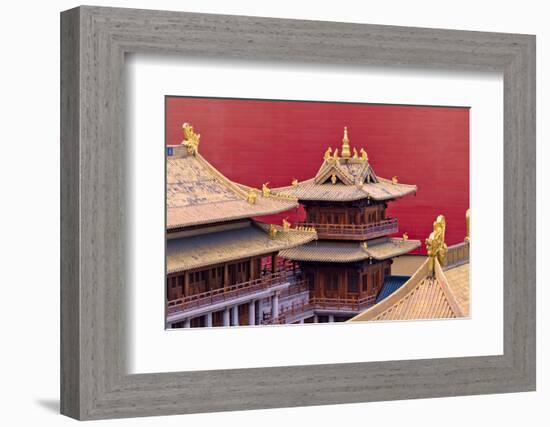 Architectural details of Jing'an Temple, Shanghai, China-Keren Su-Framed Photographic Print