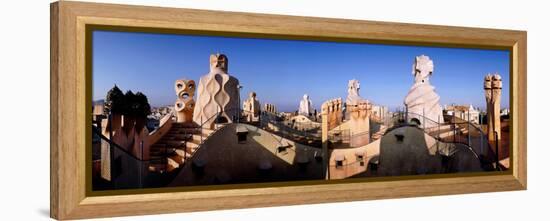 Architectural Details of Rooftop Chimneys, La Pedrera, Barcelona, Catalonia, Spain-null-Framed Premier Image Canvas