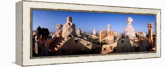 Architectural Details of Rooftop Chimneys, La Pedrera, Barcelona, Catalonia, Spain-null-Framed Premier Image Canvas