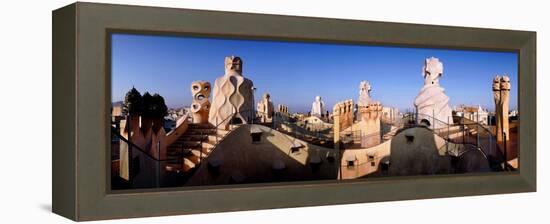 Architectural Details of Rooftop Chimneys, La Pedrera, Barcelona, Catalonia, Spain-null-Framed Premier Image Canvas