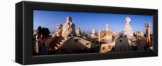 Architectural Details of Rooftop Chimneys, La Pedrera, Barcelona, Catalonia, Spain-null-Framed Premier Image Canvas