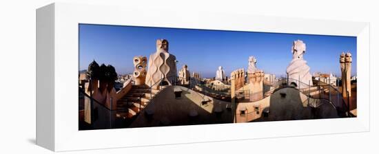 Architectural Details of Rooftop Chimneys, La Pedrera, Barcelona, Catalonia, Spain-null-Framed Premier Image Canvas