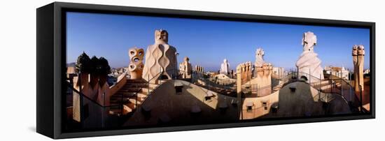 Architectural Details of Rooftop Chimneys, La Pedrera, Barcelona, Catalonia, Spain-null-Framed Premier Image Canvas