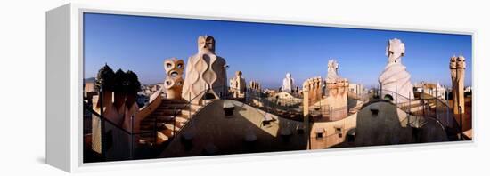 Architectural Details of Rooftop Chimneys, La Pedrera, Barcelona, Catalonia, Spain-null-Framed Premier Image Canvas