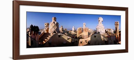Architectural Details of Rooftop Chimneys, La Pedrera, Barcelona, Catalonia, Spain-null-Framed Photographic Print