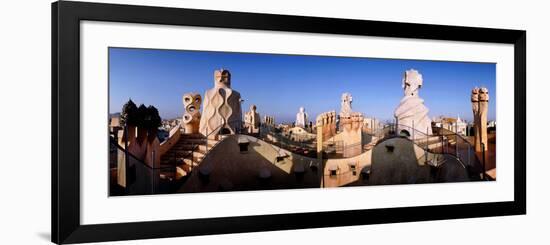 Architectural Details of Rooftop Chimneys, La Pedrera, Barcelona, Catalonia, Spain-null-Framed Photographic Print