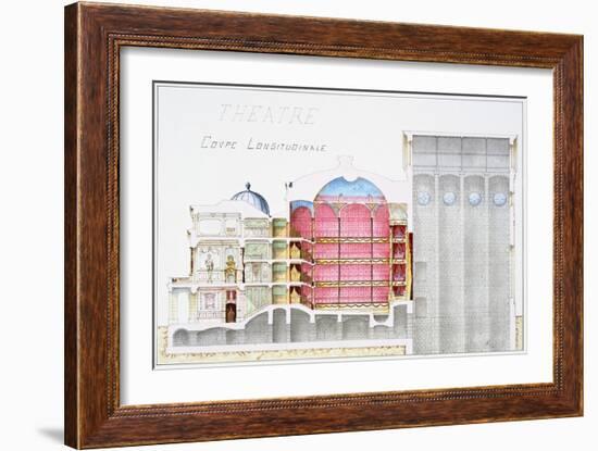 Architectural Drawing of Theatre Building with Cross-Sectional View by H. Monnot-Stapleton Collection-Framed Giclee Print