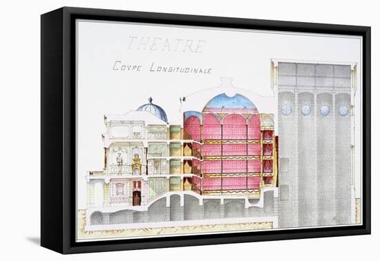 Architectural Drawing of Theatre Building with Cross-Sectional View by H. Monnot-Stapleton Collection-Framed Premier Image Canvas