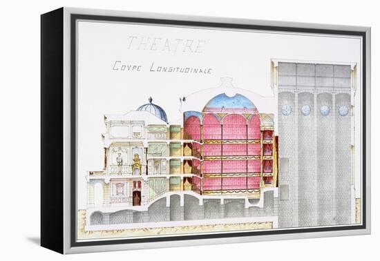 Architectural Drawing of Theatre Building with Cross-Sectional View by H. Monnot-Stapleton Collection-Framed Premier Image Canvas