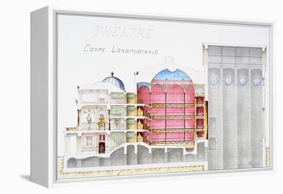 Architectural Drawing of Theatre Building with Cross-Sectional View by H. Monnot-Stapleton Collection-Framed Premier Image Canvas