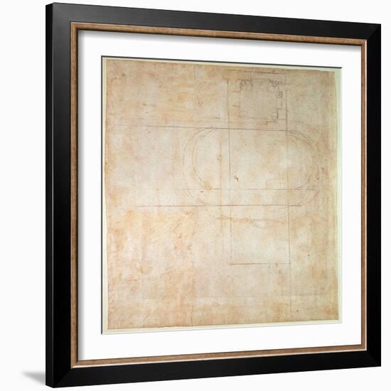 Architectural Drawing (Pencil on Paper)-Michelangelo Buonarroti-Framed Giclee Print