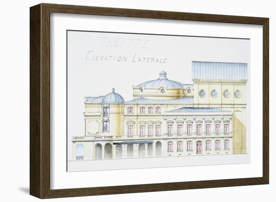 Architectural Drawing Showing Lateral Elevation of Theatre Building by H. Monnet-Stapleton Collection-Framed Giclee Print