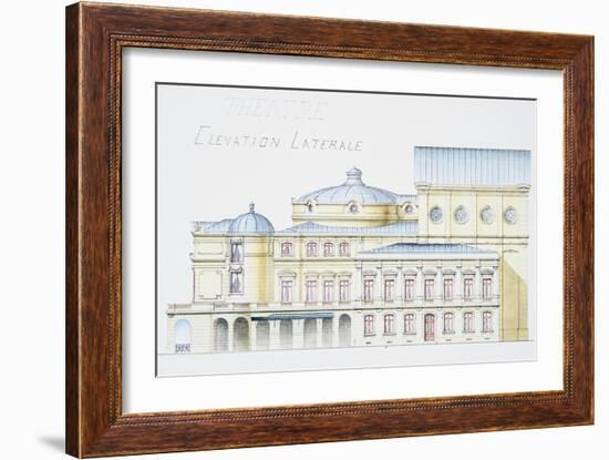 Architectural Drawing Showing Lateral Elevation of Theatre Building by H. Monnet-Stapleton Collection-Framed Giclee Print