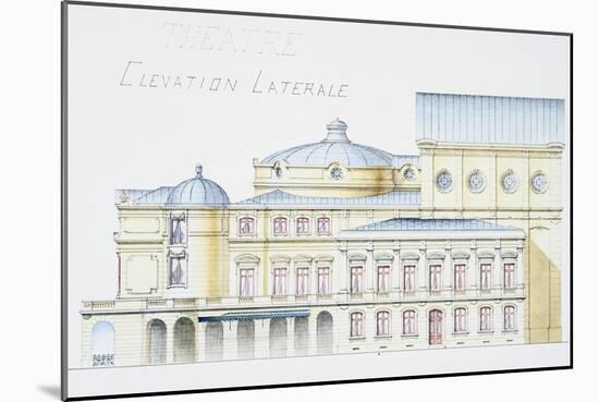 Architectural Drawing Showing Lateral Elevation of Theatre Building by H. Monnet-Stapleton Collection-Mounted Giclee Print