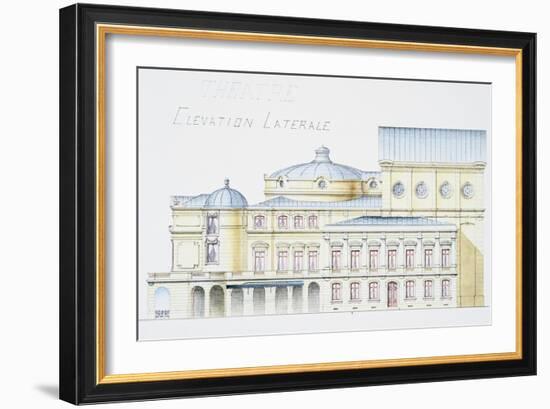 Architectural Drawing Showing Lateral Elevation of Theatre Building by H. Monnet-Stapleton Collection-Framed Giclee Print