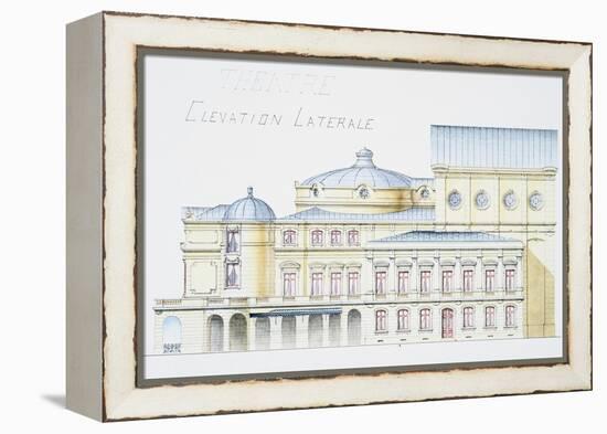 Architectural Drawing Showing Lateral Elevation of Theatre Building by H. Monnet-Stapleton Collection-Framed Premier Image Canvas