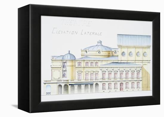 Architectural Drawing Showing Lateral Elevation of Theatre Building by H. Monnet-Stapleton Collection-Framed Premier Image Canvas