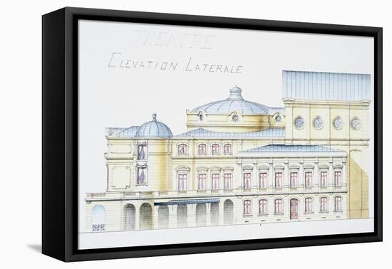 Architectural Drawing Showing Lateral Elevation of Theatre Building by H. Monnet-Stapleton Collection-Framed Premier Image Canvas