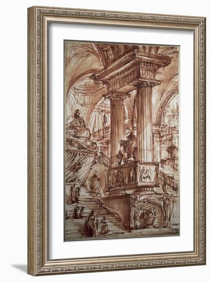 Architectural Interior and Staircase-Giovanni Battista Piranesi-Framed Giclee Print