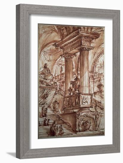 Architectural Interior and Staircase-Giovanni Battista Piranesi-Framed Giclee Print