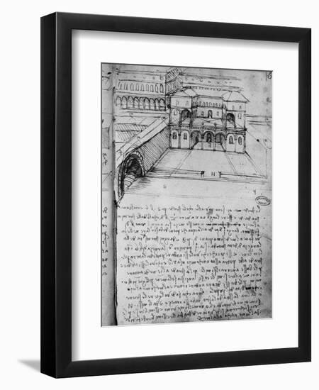 Architectural Sketch for an 'Ideal City', Fol. 16-Leonardo da Vinci-Framed Giclee Print