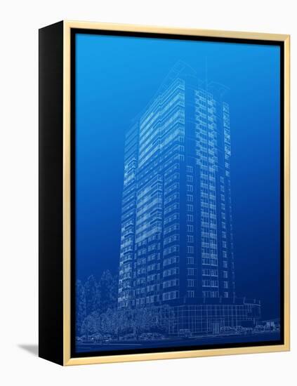 Architectural Sketch of High-Rise Building-katritch-Framed Stretched Canvas