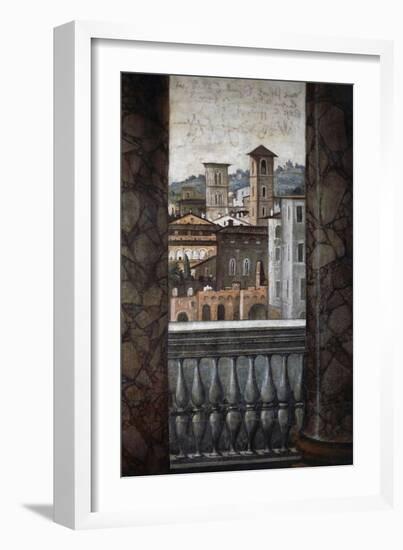 Architectural View, Detail from Frescoes-Baldassarre Peruzzi-Framed Giclee Print