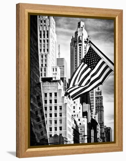 Architecture and Buildings, Skyscrapers View, American Flag, Midtown Manhattan, NYC, USA-Philippe Hugonnard-Framed Premier Image Canvas