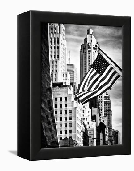 Architecture and Buildings, Skyscrapers View, American Flag, Midtown Manhattan, NYC, USA-Philippe Hugonnard-Framed Premier Image Canvas