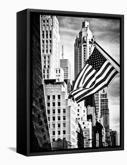 Architecture and Buildings, Skyscrapers View, American Flag, Midtown Manhattan, NYC, USA-Philippe Hugonnard-Framed Premier Image Canvas