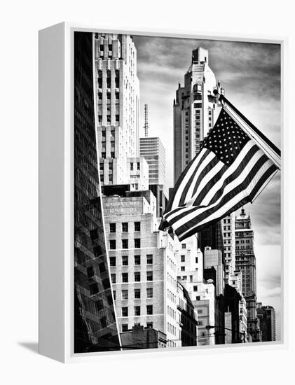 Architecture and Buildings, Skyscrapers View, American Flag, Midtown Manhattan, NYC, USA-Philippe Hugonnard-Framed Premier Image Canvas