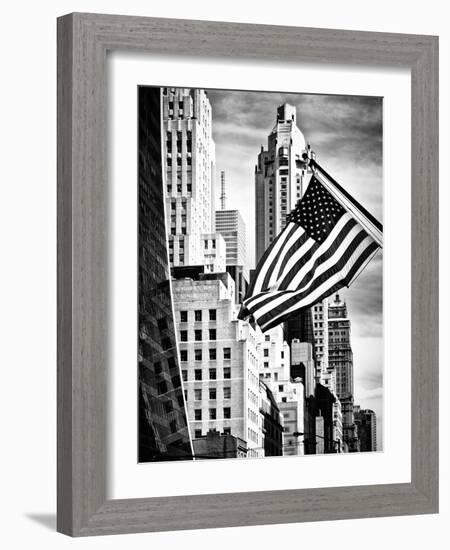 Architecture and Buildings, Skyscrapers View, American Flag, Midtown Manhattan, NYC, USA-Philippe Hugonnard-Framed Photographic Print