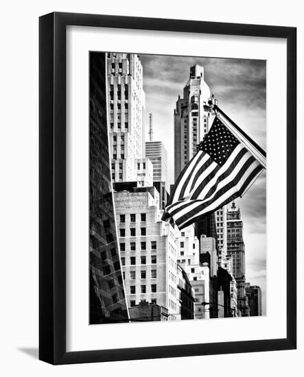 Architecture and Buildings, Skyscrapers View, American Flag, Midtown Manhattan, NYC, USA-Philippe Hugonnard-Framed Photographic Print