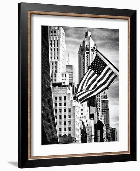 Architecture and Buildings, Skyscrapers View, American Flag, Midtown Manhattan, NYC, USA-Philippe Hugonnard-Framed Photographic Print