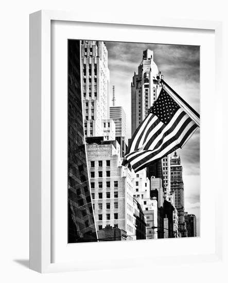 Architecture and Buildings, Skyscrapers View, American Flag, Midtown Manhattan, NYC, USA-Philippe Hugonnard-Framed Photographic Print