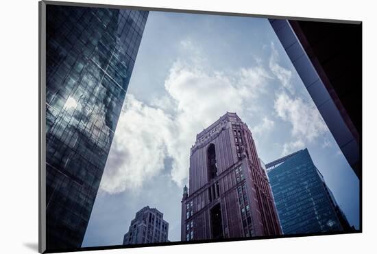 Architecture and skyscrapers, reflection, blue sky, Streetview, Manhattan, New York, USA-Andrea Lang-Mounted Photographic Print