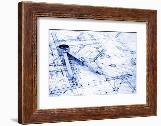 Architecture Blueprint and Tools--Vladimir--Framed Photographic Print
