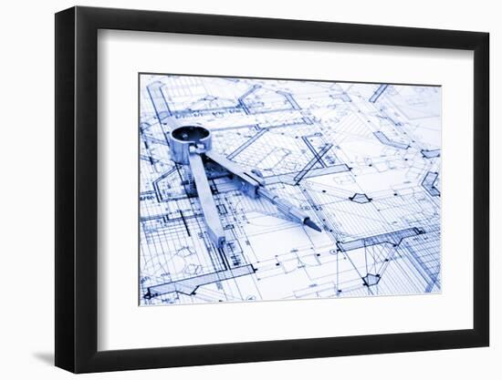 Architecture Blueprint and Tools--Vladimir--Framed Photographic Print