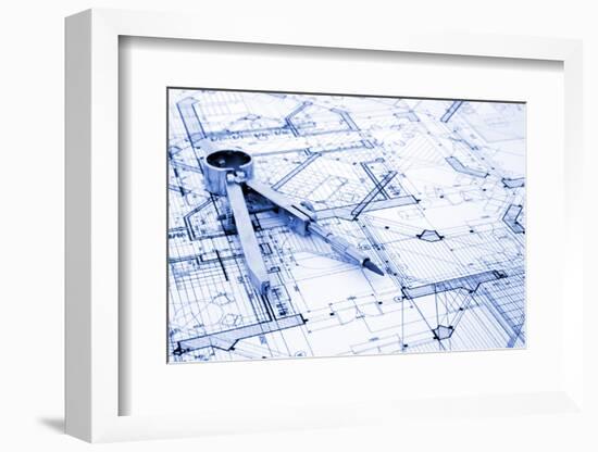 Architecture Blueprint and Tools--Vladimir--Framed Photographic Print