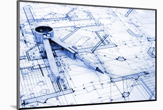 Architecture Blueprint and Tools--Vladimir--Mounted Photographic Print