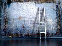 Dirty Grunge Wall With Wooden Ladder-ArchMan-Framed Photographic Print
