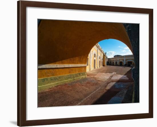 Archway and Yard, El Morro Fort, San Juan-George Oze-Framed Photographic Print