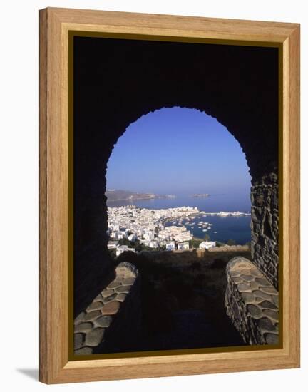 Archway from Town Castle, Mykonos, Greece-Walter Bibikow-Framed Premier Image Canvas