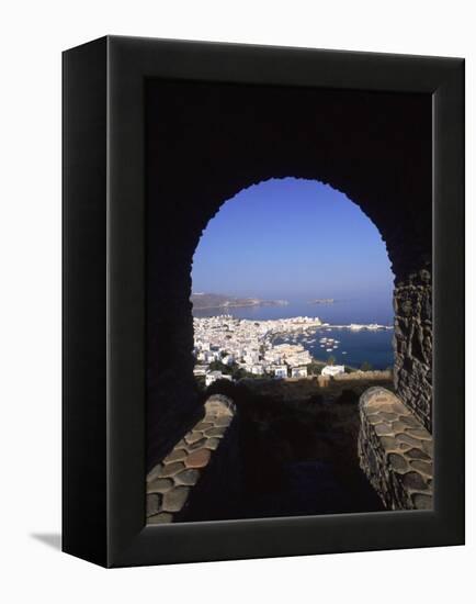 Archway from Town Castle, Mykonos, Greece-Walter Bibikow-Framed Premier Image Canvas