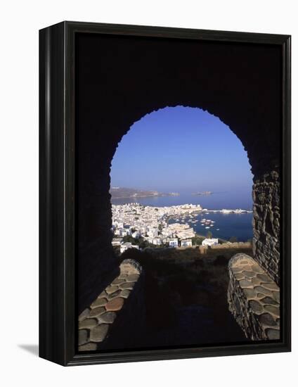 Archway from Town Castle, Mykonos, Greece-Walter Bibikow-Framed Premier Image Canvas