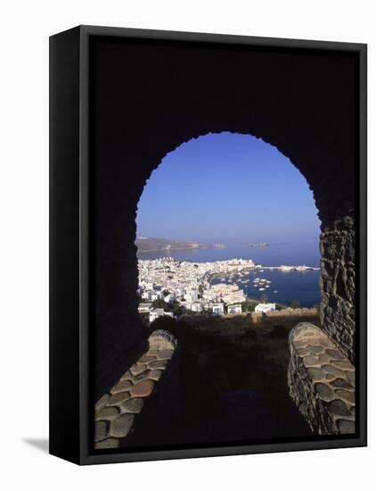 Archway from Town Castle, Mykonos, Greece-Walter Bibikow-Framed Premier Image Canvas