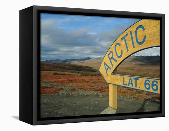Arctic Circle Crossing Point on Road Across Tundra, Dempster Highway, Yukon, Canada-Anthony Waltham-Framed Premier Image Canvas