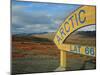 Arctic Circle Crossing Point on Road Across Tundra, Dempster Highway, Yukon, Canada-Anthony Waltham-Mounted Photographic Print