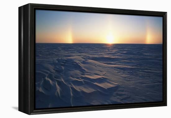 Arctic Coastal Plain, Sundog over Snowy Landscape, Alaska, USA-Hugh Rose-Framed Premier Image Canvas